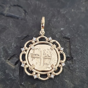 Atocha treasure with 14kt gold overlay coin shipwreck treasure jewelry white topaz accents
