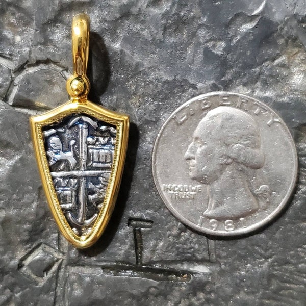 Atocha 14kt gold plated coin sunken shipwreck treasure pendant necklace