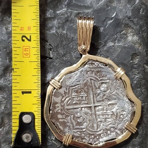 Large Atocha silver coin with genuine 14kt gold bezel