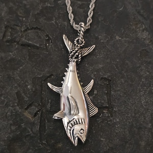 sterling silver tuna pendant with chain