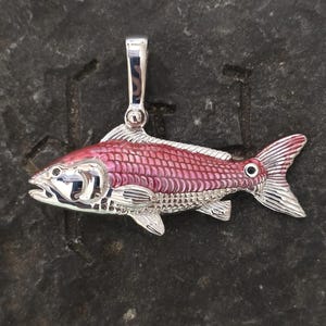 Redfish sterling silver pendant enamel gorgeous jewelry