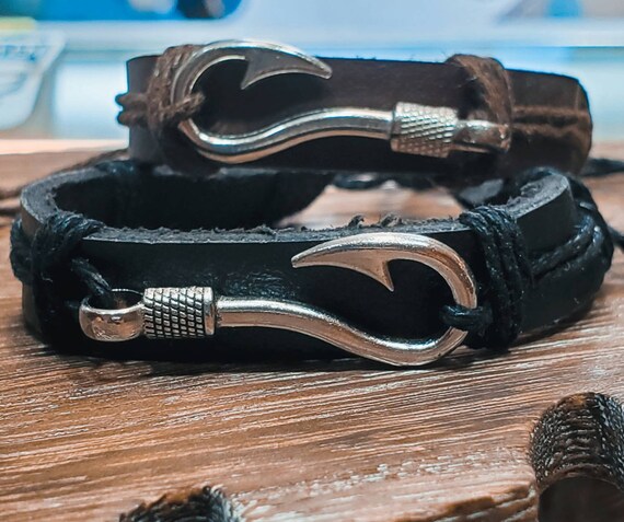 Fish Hook Leather Bracelet 