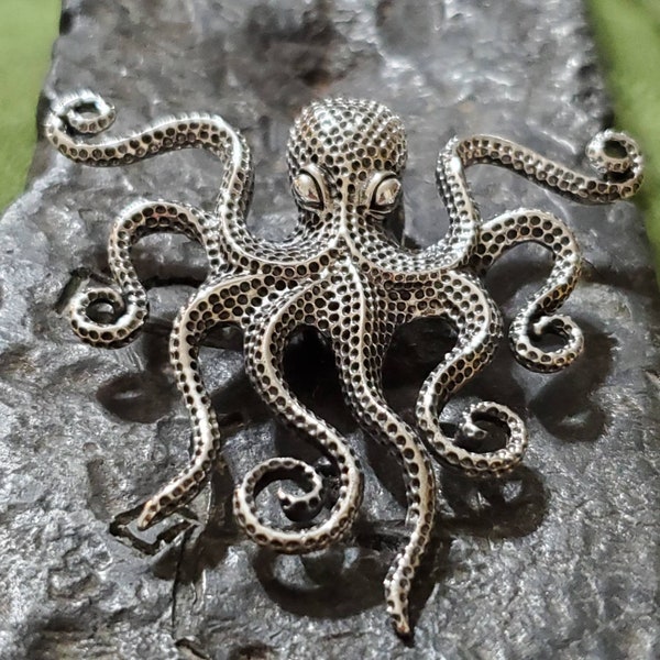 Large Octopus stunning slide pendant sterling silver