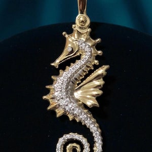 Exquisite Reversible Seahorse Pendant with white sapphires