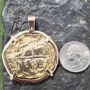 Large atocha 14kt gold coin pendant