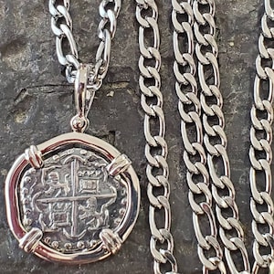 Atocha silver coin with chain museum quality sunken treasure coin