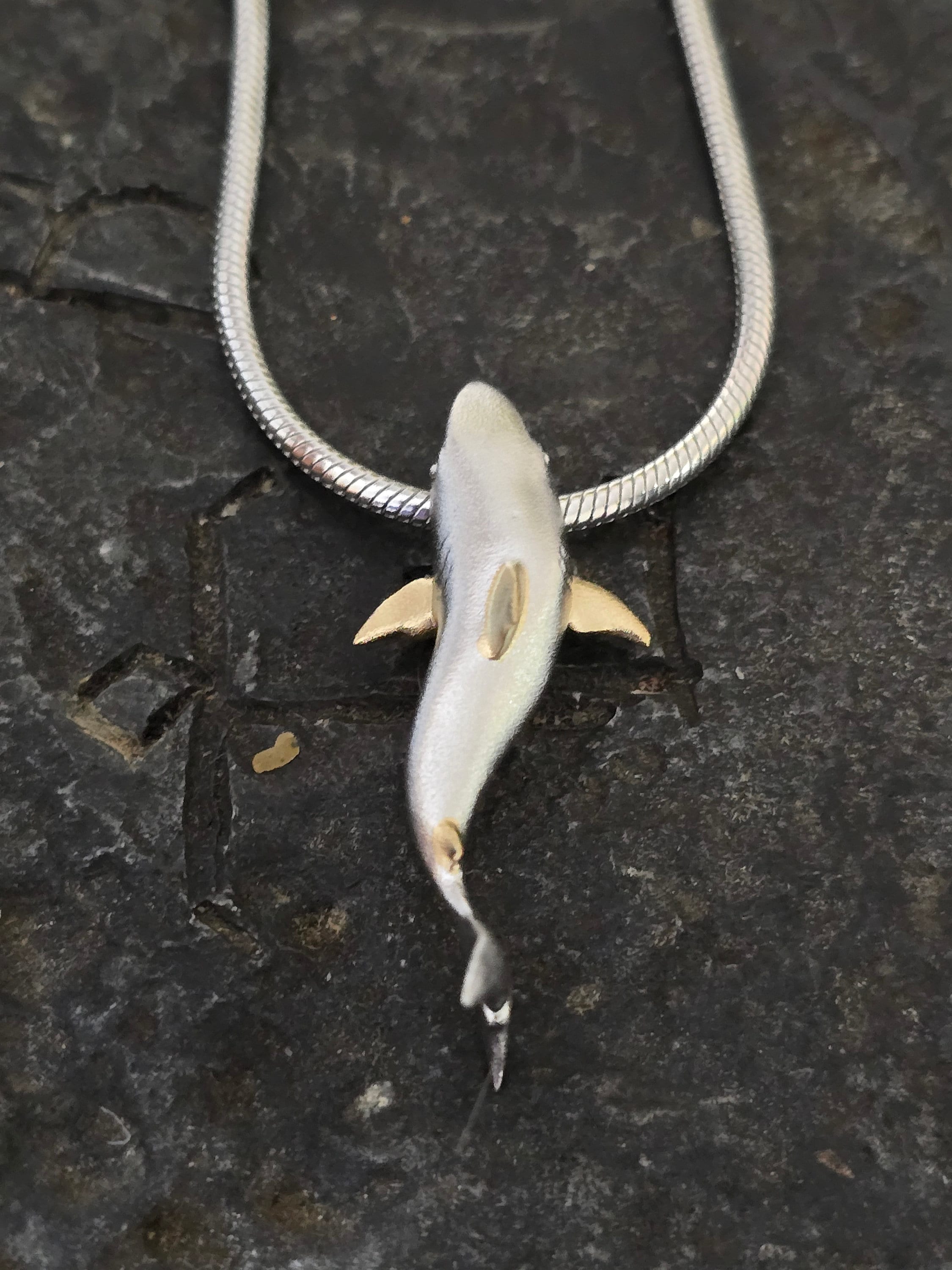 Sterling Silver Shark Biting Chain Necklace - Etsy