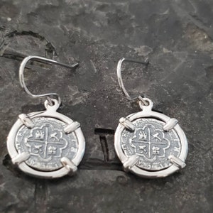 Atocha silver coin earrings dangling shipwreck sunken treasure coin