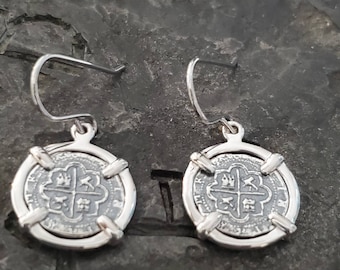 Atocha silver coin earrings dangling shipwreck sunken treasure coin
