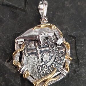 Atocha silver pendant manatee bezel coin