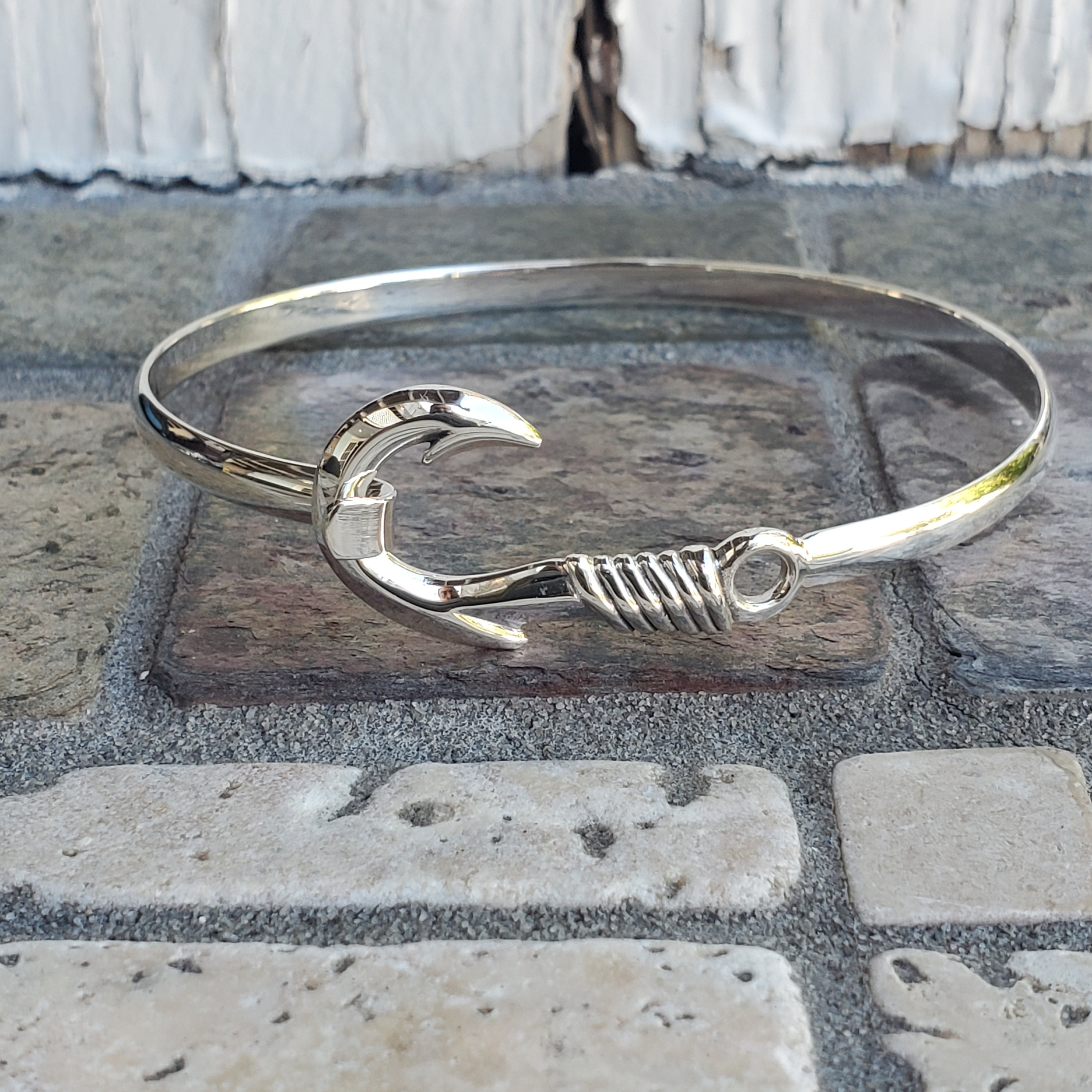 Fish Hook Sterling Silver Bracelet 