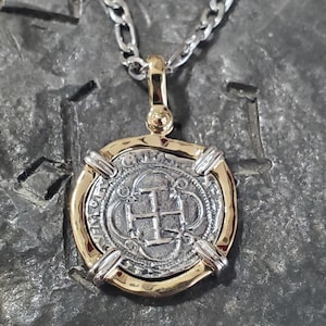 Atocha silver coin with chain pirate shipwreck treasure coin