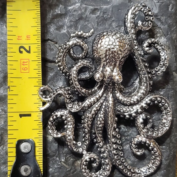 Large sterling silver Octopus pendant slide jewelry