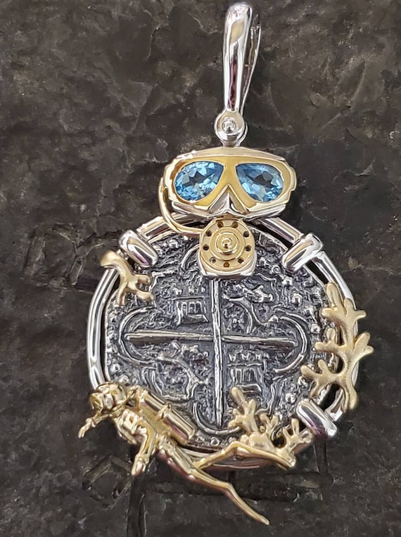 Atocha Silver Coin Diver Mask Regulator Underwater Coral