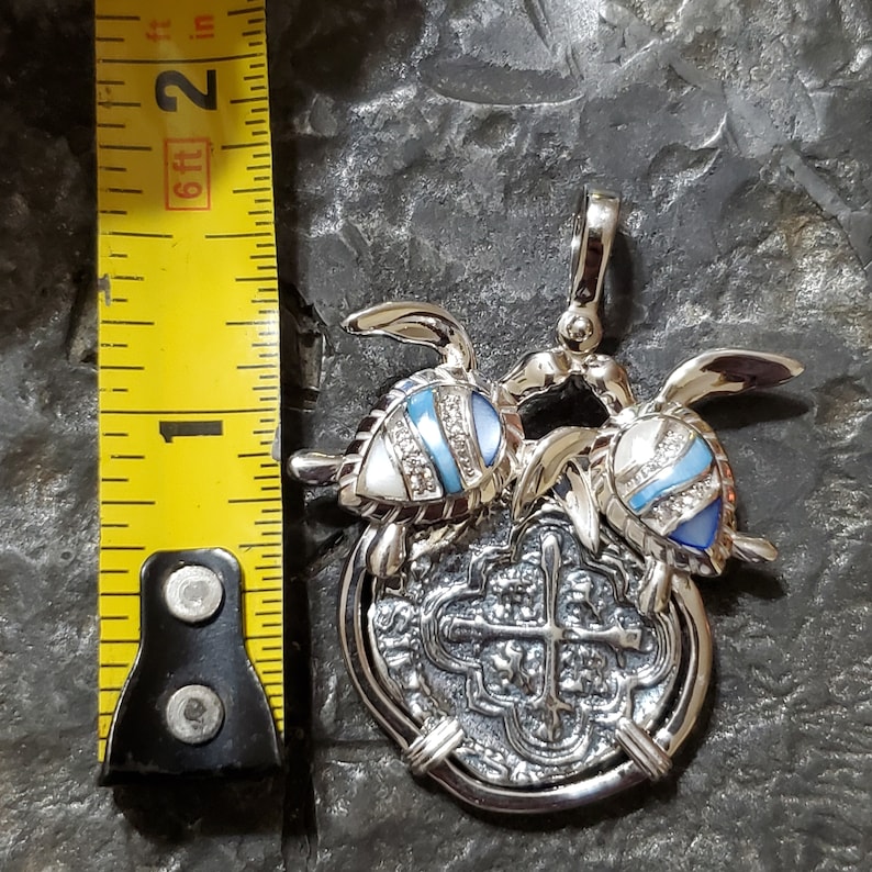 Turtle Shell Coin Atocha Silver Double Turtle Coin Shipwreck Treasure Pendant With Shell ...