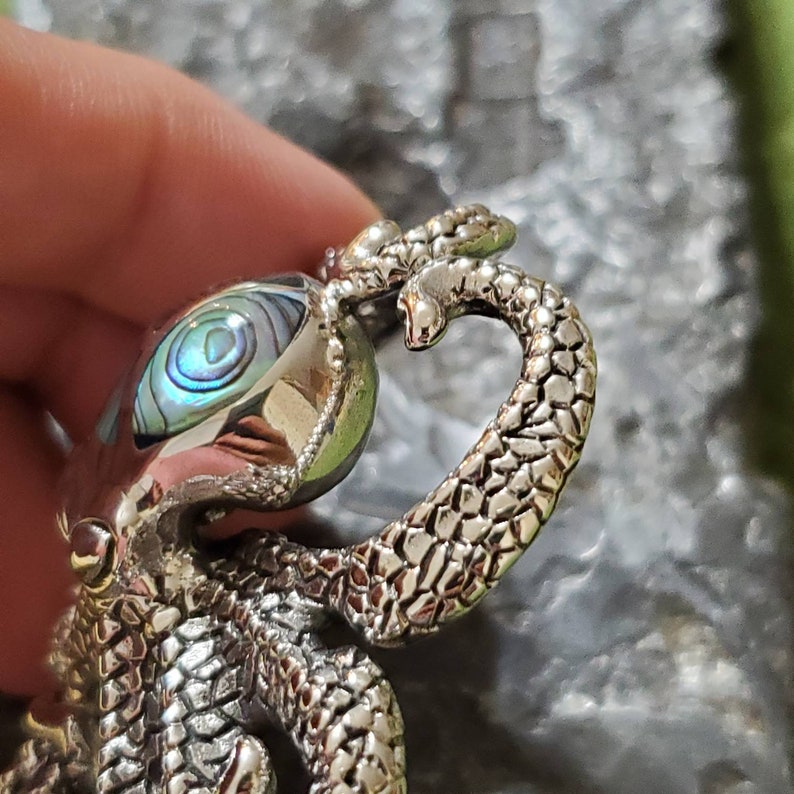 Octopus Inlay Large Octopus Slide Sterling Silver Abalone - Etsy