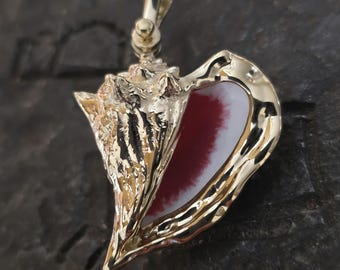 14kt vermeil queen conch shell pendant nautical ocean jewelry