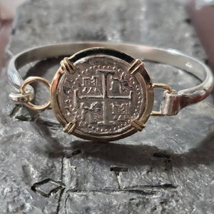 Atocha 14kt gold and silver bangle bracelet shipwreck treasure coin