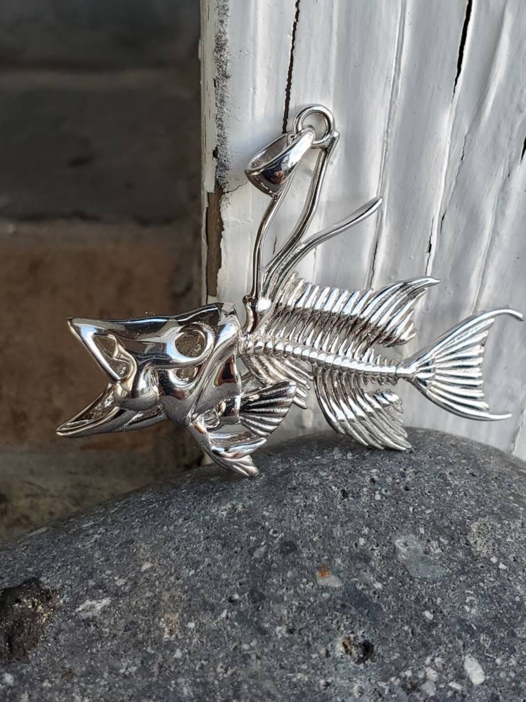 Sterling Silver Skeleton Hogfish Pendant Necklace Salt Life
