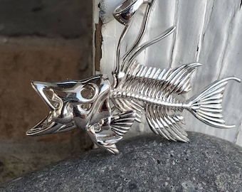 Sterling silver skeleton Hogfish pendant necklace salt life fishing jewelry