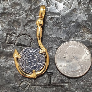 Atocha 14kt gold overlay fish hook pendant