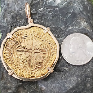 ATOCHA super large solid 14kt solid real gold design Era sunken shipwreck treasure coin museum quality