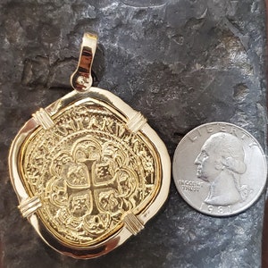 1733 fleet 14kt solid large gold mel fisher pendant museum quality coin