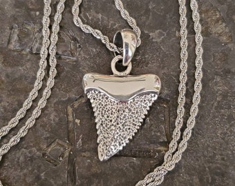 Silver shark tooth pendant with chain
