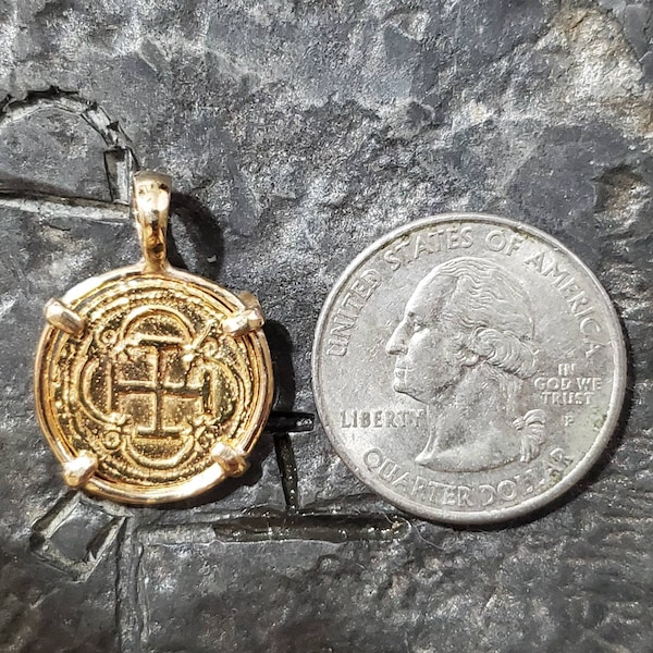 ATOCHA 14kt solid gold coin sunken treasure museum quality shipwreck coin escudo