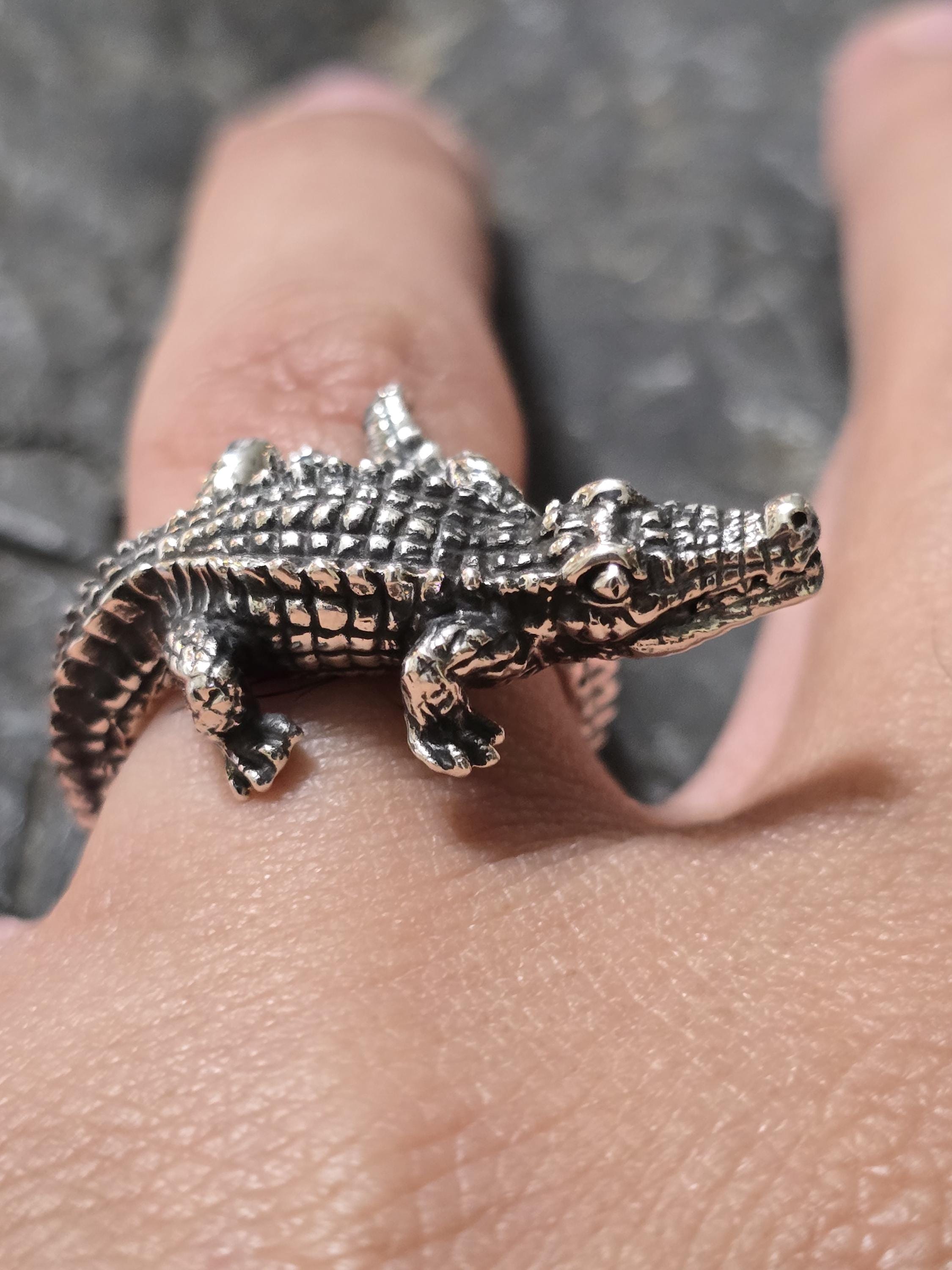 Sterling Silver Alligator Gator Adjustable Ring - Etsy