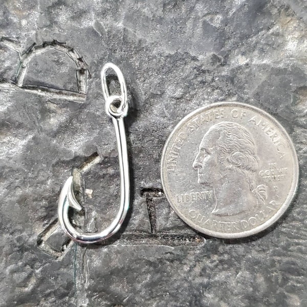 Fish hook pendant sterling silver