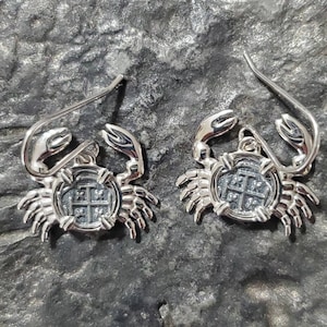 ATOCHA crab earrings museum quality sunken treasure coin
