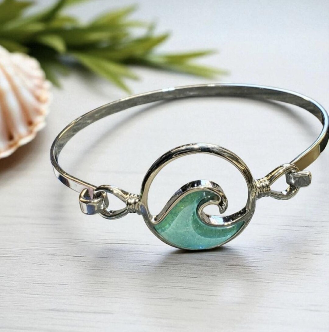 Wave Bracelet Bangle Ocean Beach Jewelry - Etsy