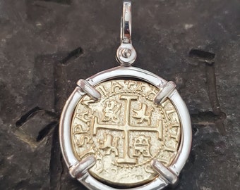 Atocha treasure silver with 14kt gold overlay coin shipwreck treasure jewelry