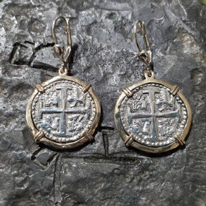 Atocha 14kt gold earrings dangle drop shipwreck treasure coin