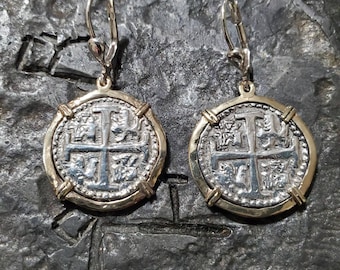 Atocha 14kt gold earrings dangle drop shipwreck treasure coin