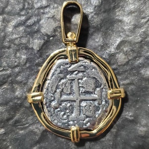 Atocha 14kt gold plated pendant sunken treasure coin