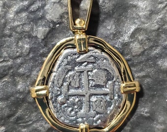 Atocha 14kt gold plated pendant sunken treasure coin