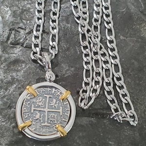 Atocha silver coin with chain pirate shipwreck treasure coin