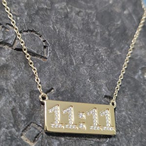 14k Gold Vermeil Angel Number Necklace: Sterling Silver, White Sapphire