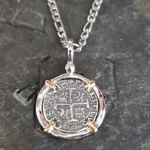 Atocha silver coin with chain pirate shipwreck treasure coin