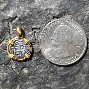 14kt gold plated mini atocha silver coin
