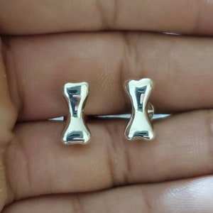 Dog bone sterling silver earrings
