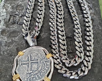 Atocha silver coin with heavy chain