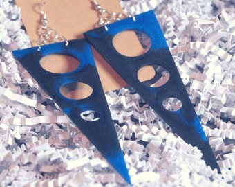 Black & Blue Geometric Earrings