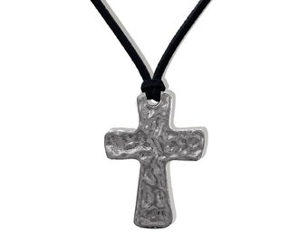 Silver "Isabel" Cross Pendant Cord Necklace