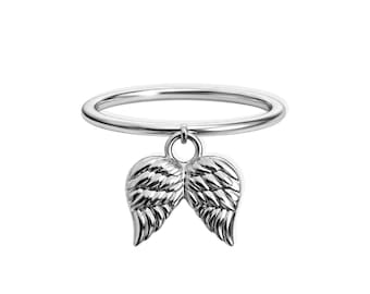 Silver Dainty Angel Wing Ring