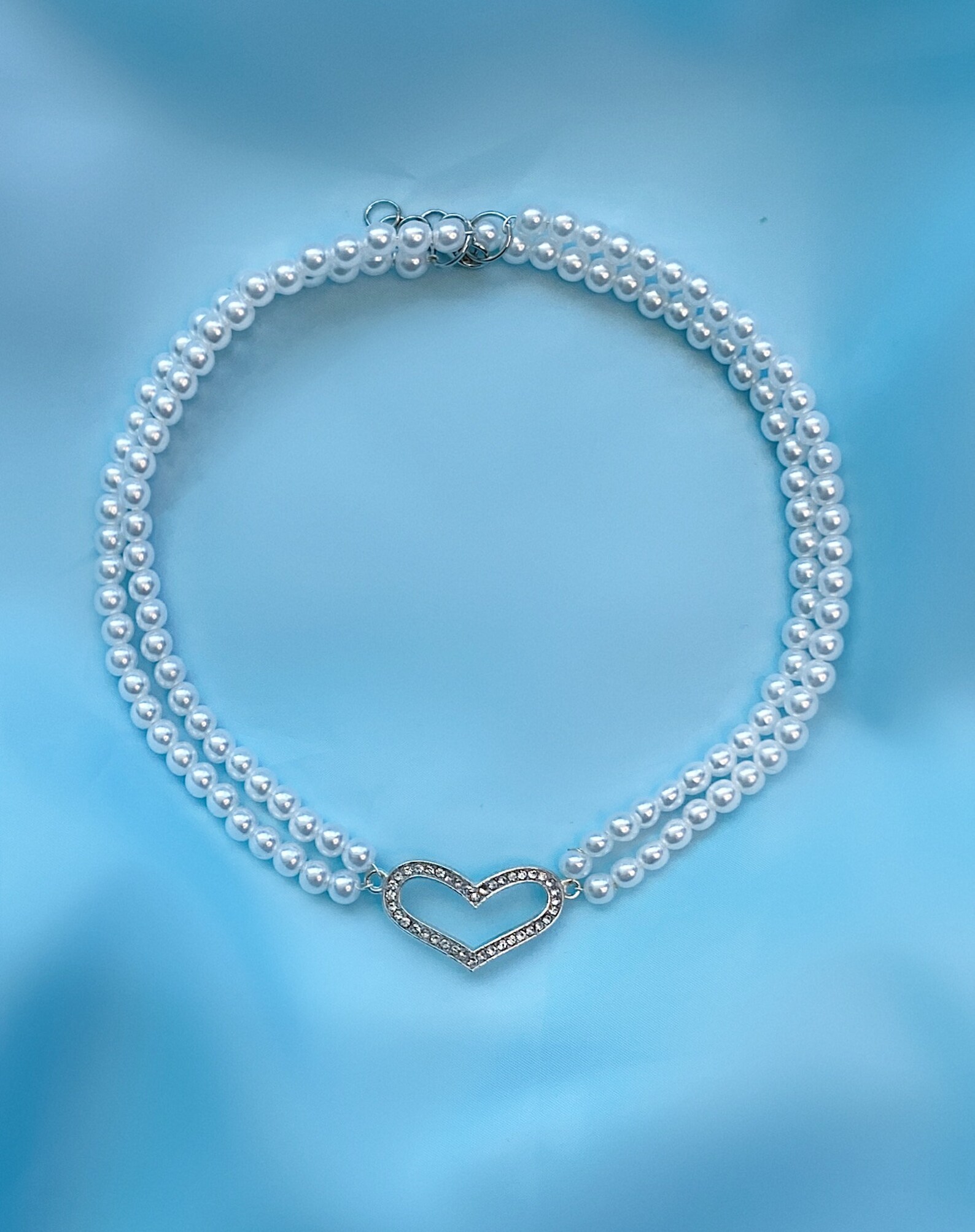 Pearl Choker With Heart Etsy