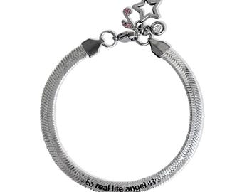 Silver "Real Life Angel" Engraved Charm Bracelet