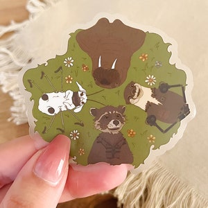Rocket & Friends Sticker, clear vinyl sticker